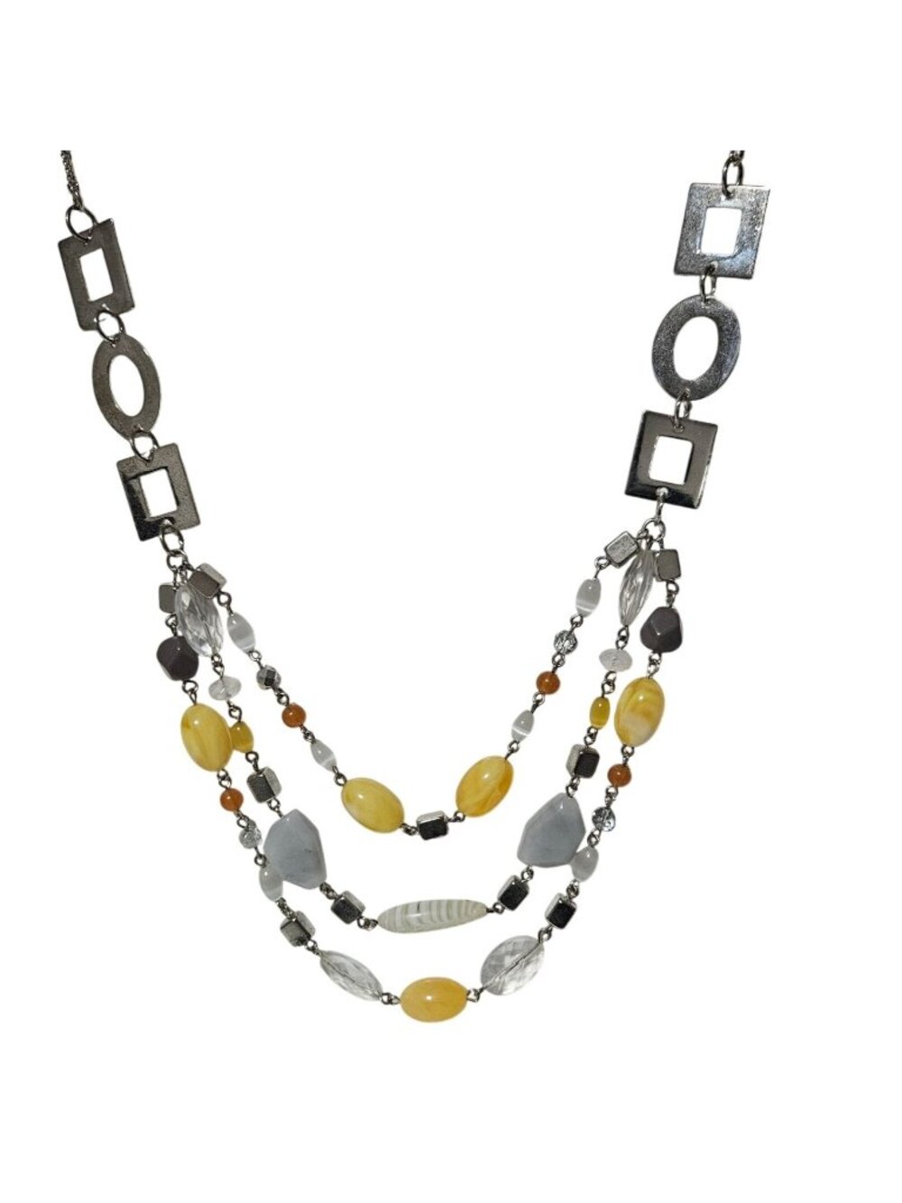 Vintage Lia Sophia Chunky Beaded Necklace Multi Strand Chain Statement Jewelry